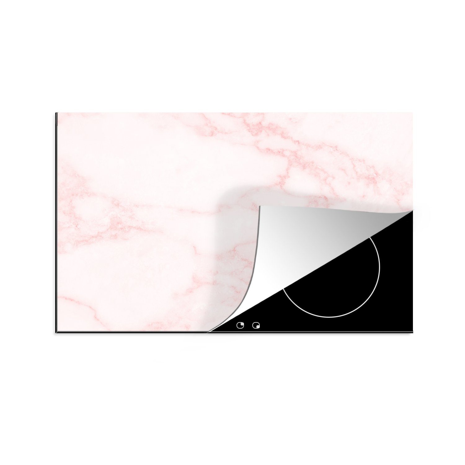MuchoWow Herdblende-/Abdeckplatte Marmor - Textur - Rosa - Schick, Vinyl, (1 tlg), 83x51 cm, Ceranfeldabdeckung, Arbeitsplatte für küche