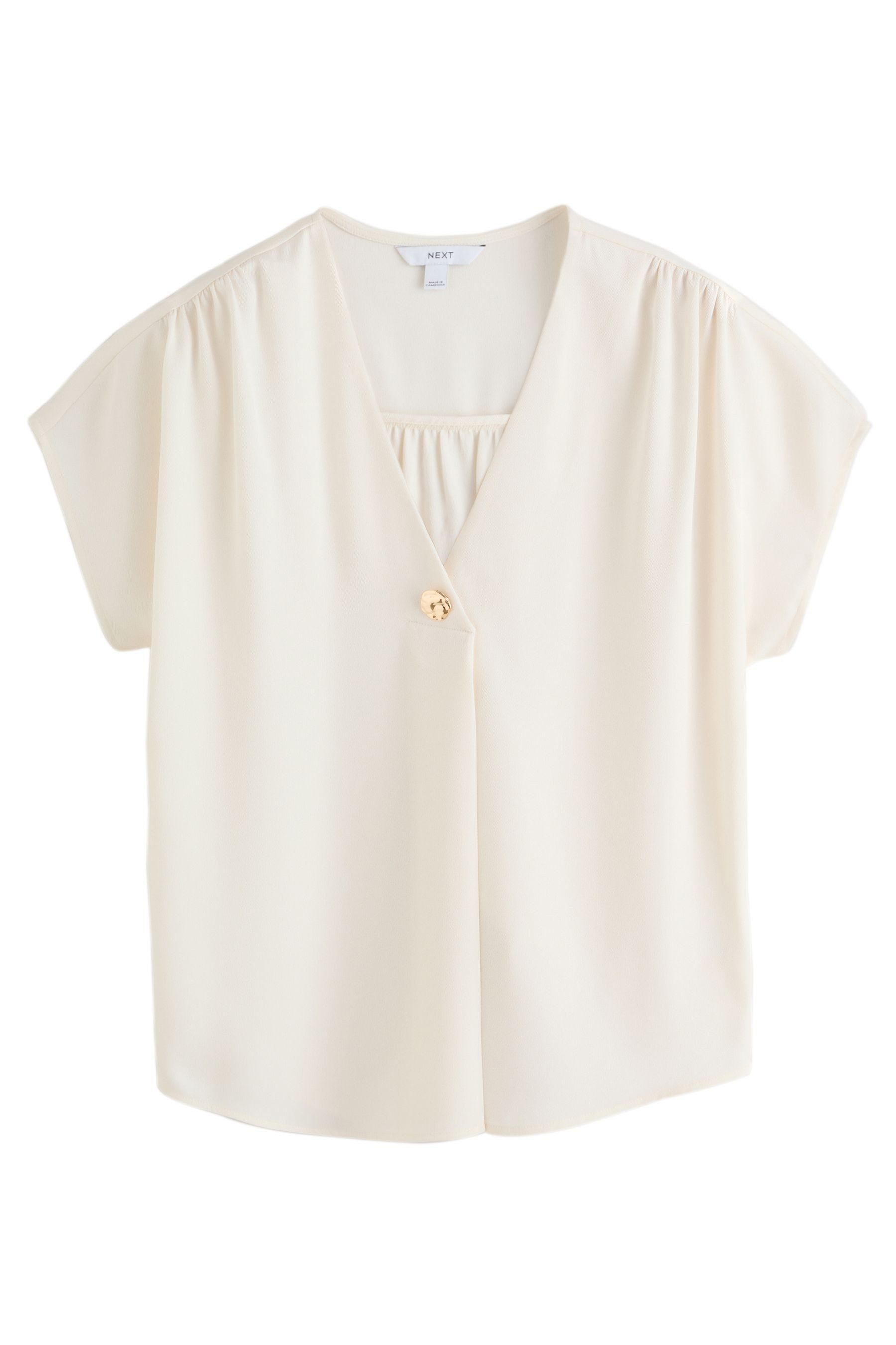 Next Kurzarmbluse Kurzärmelige Bluse mit V-Ausschnitt (1-tlg) günstig online kaufen