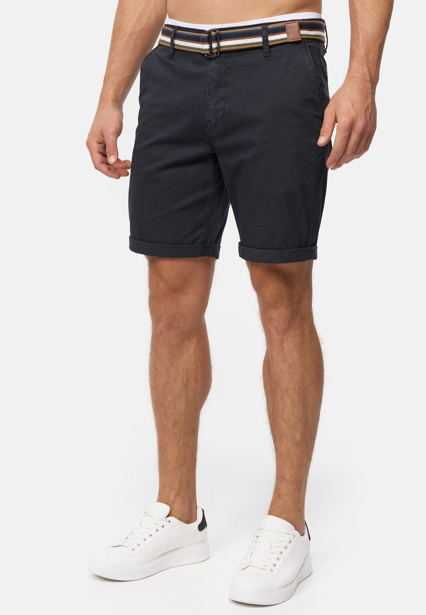 Indicode Chinoshorts Herren INCunning Chino Shorts Herrenshorts aus elastischer Baumwoll-Qualität, inkl. Gürtel