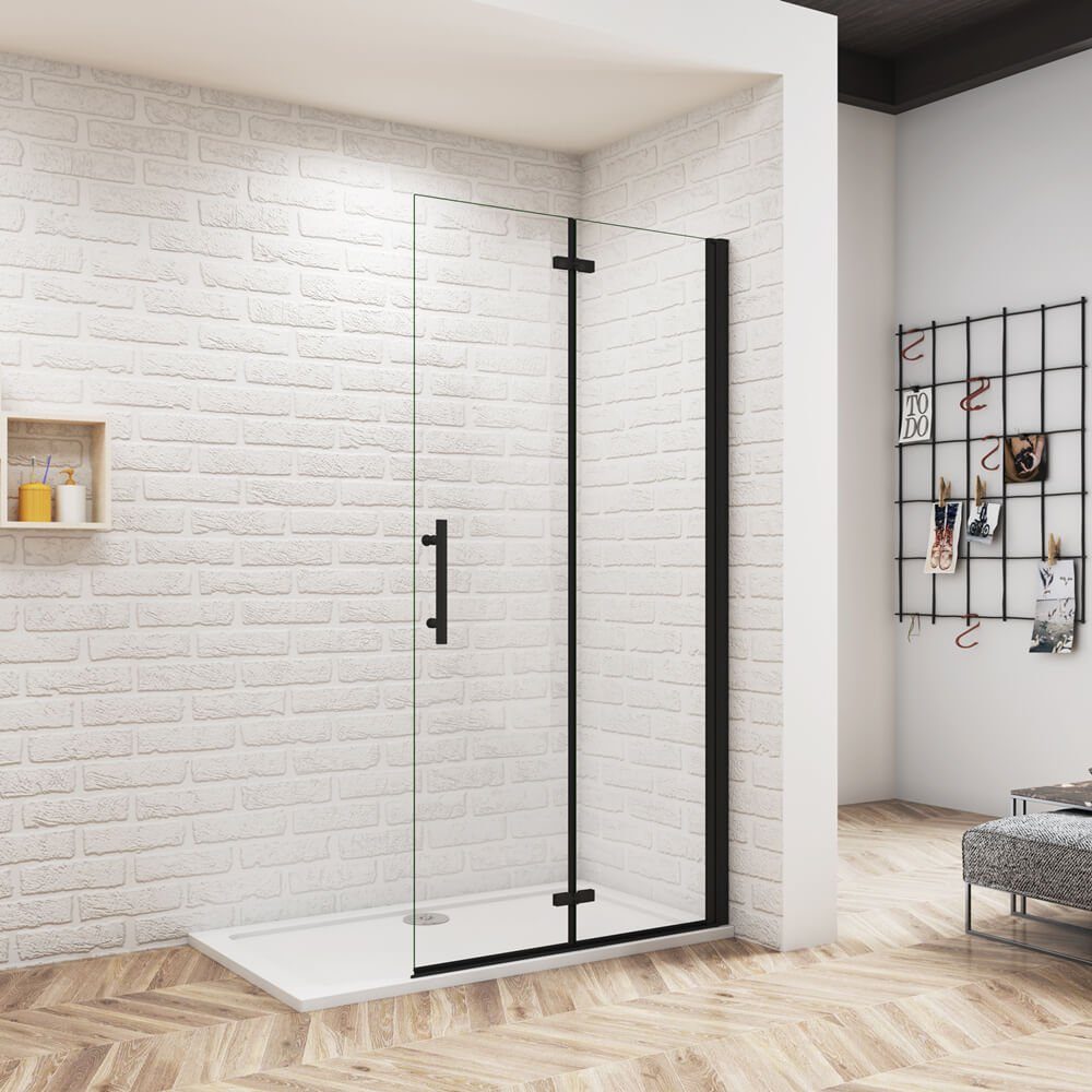 duschspa Duschwand 185cm Nano Glas Nischentür Dusche schwarz Falttüren Dusc günstig online kaufen
