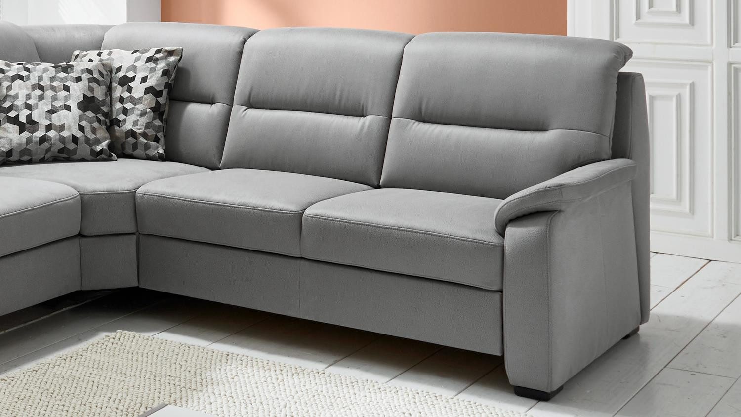 POLIPOL Ecksofa Ecksofa Monroe Wohnlandschaft Stoff Microfaser grau Bonellfederkern, 3 Teile