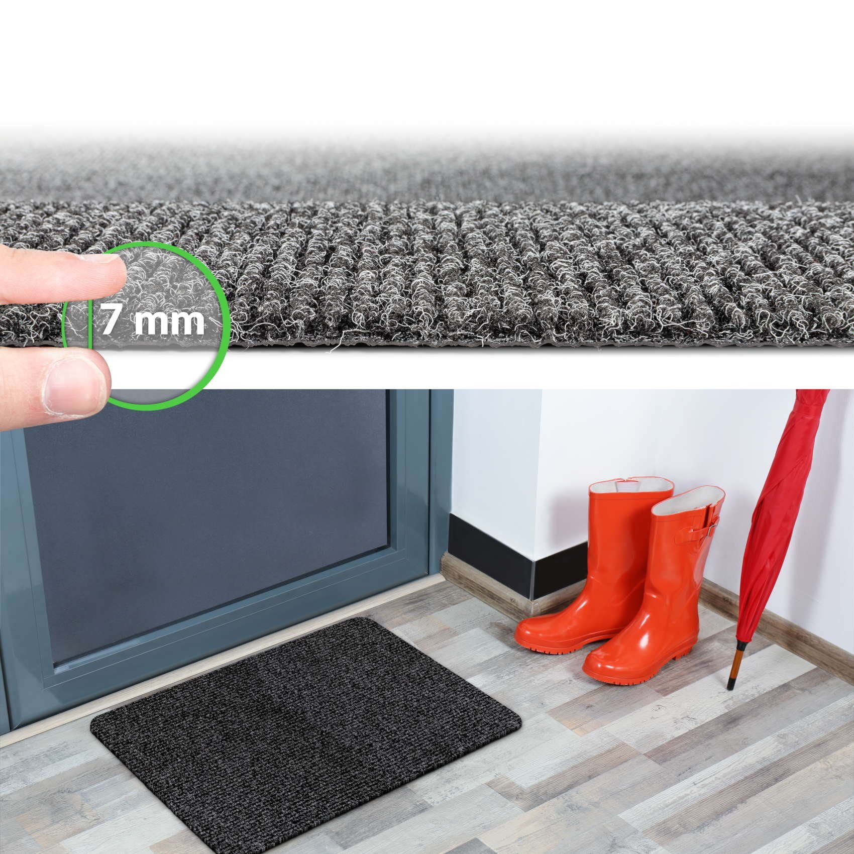 ANRO Fußmatte Türvorleger Schmutzfangmatte JUMBY, eckig, Höhe: 8 mm, Weich - Streifen Größe 40x60cm