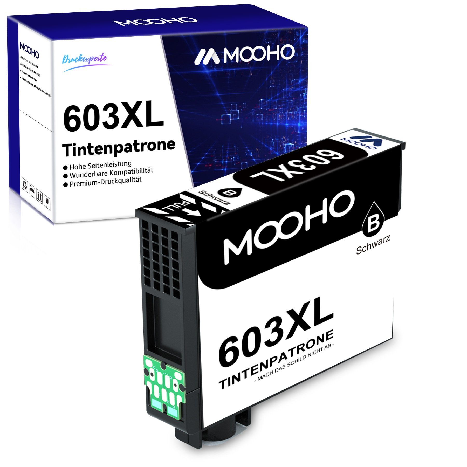 MOOHO Schwarz für EPSON 603 XL Tintenpatrone (XP3105 XP3150 WF2835 WF2830)