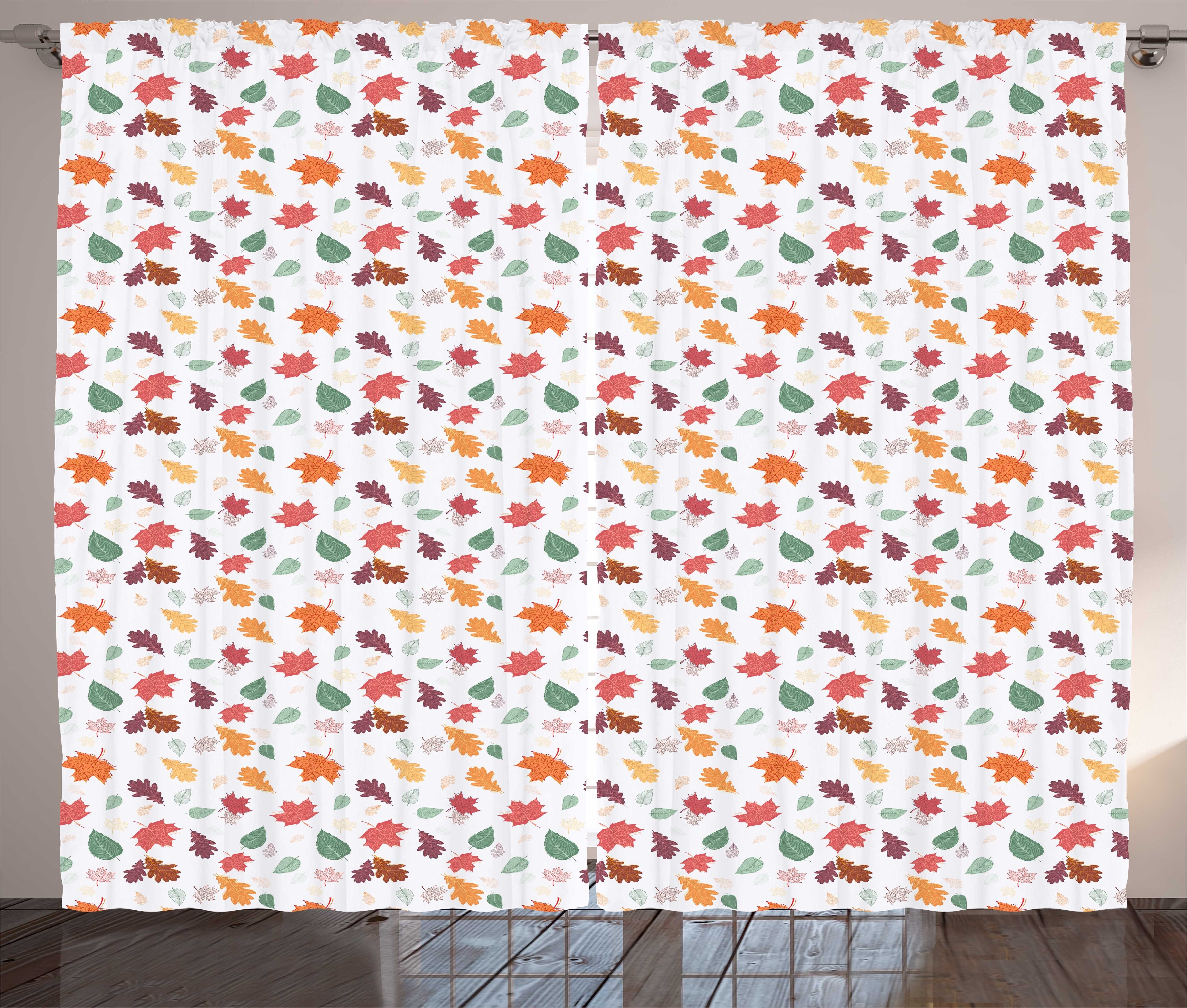 Gardine Schlafzimmer Kräuselband Vorhang mit Schlaufen und Haken, Abakuhaus, Herbstlaub Autumn Vibes Pattern