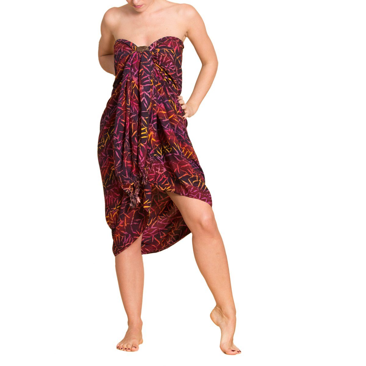 Sarong B008 Strand den Größen Pareo Cover-up Tuch Wrap auch Purpleton großen für in Überwurf Strandtuch Wachsbatik Strandkleid Bikini oder, als PANASIAM tragbar