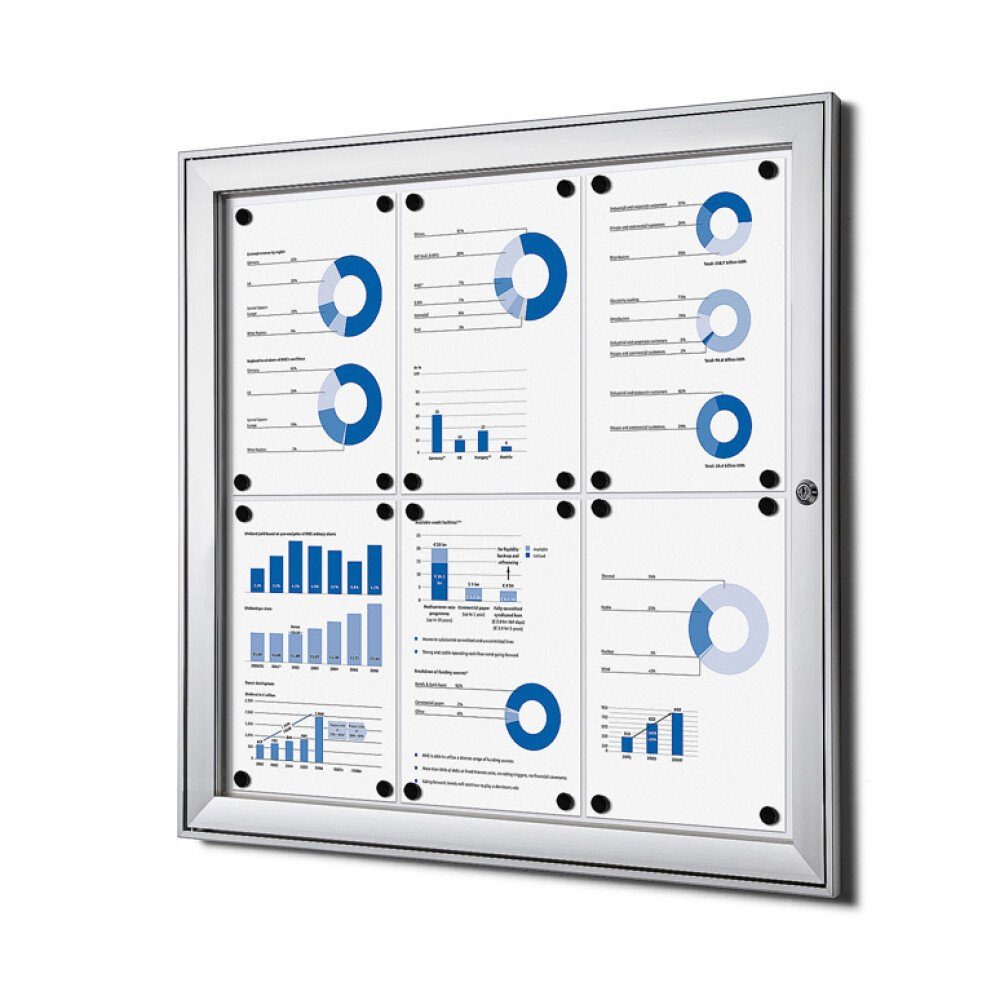 Hängevitrine für Innen und Außen SCS - 6x DIN A4 - Aluminium - Silber
