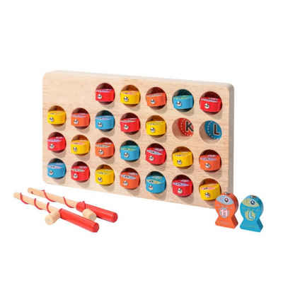 SOTOR Magnetspielbausteine Magnetisches Angelspiel aus Holz, Feinmotorik-Spielzeug