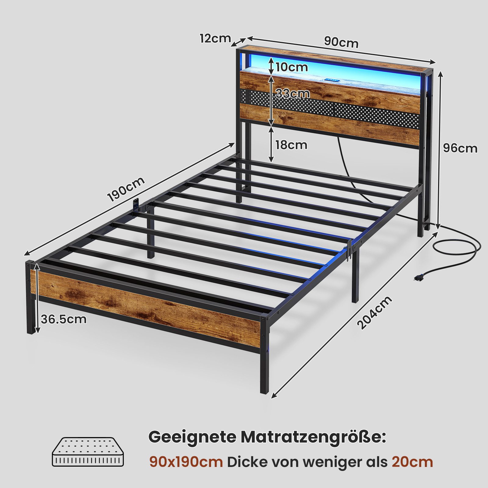 MSMASK Metallbett Bettgestell mit Steckdose und günstig online kaufen