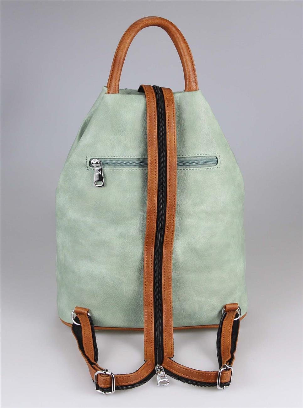 ITALYSHOP24 Rucksack Damen City- TagesRucksack Daypack Backpack Tasche Schultertasche Sport, Handtasche tragbar, Leder Optik viele Farben/Variationen, Schule Reise