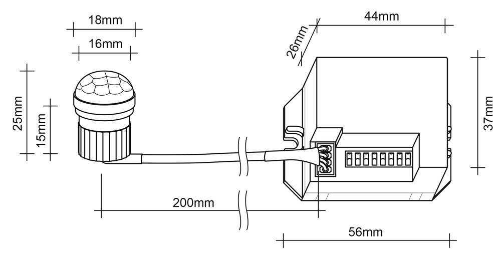 Unterputz Infrarot LED Bewegungsmelder Bewegungsmelder geeignet SEBSON programmierbar Mini