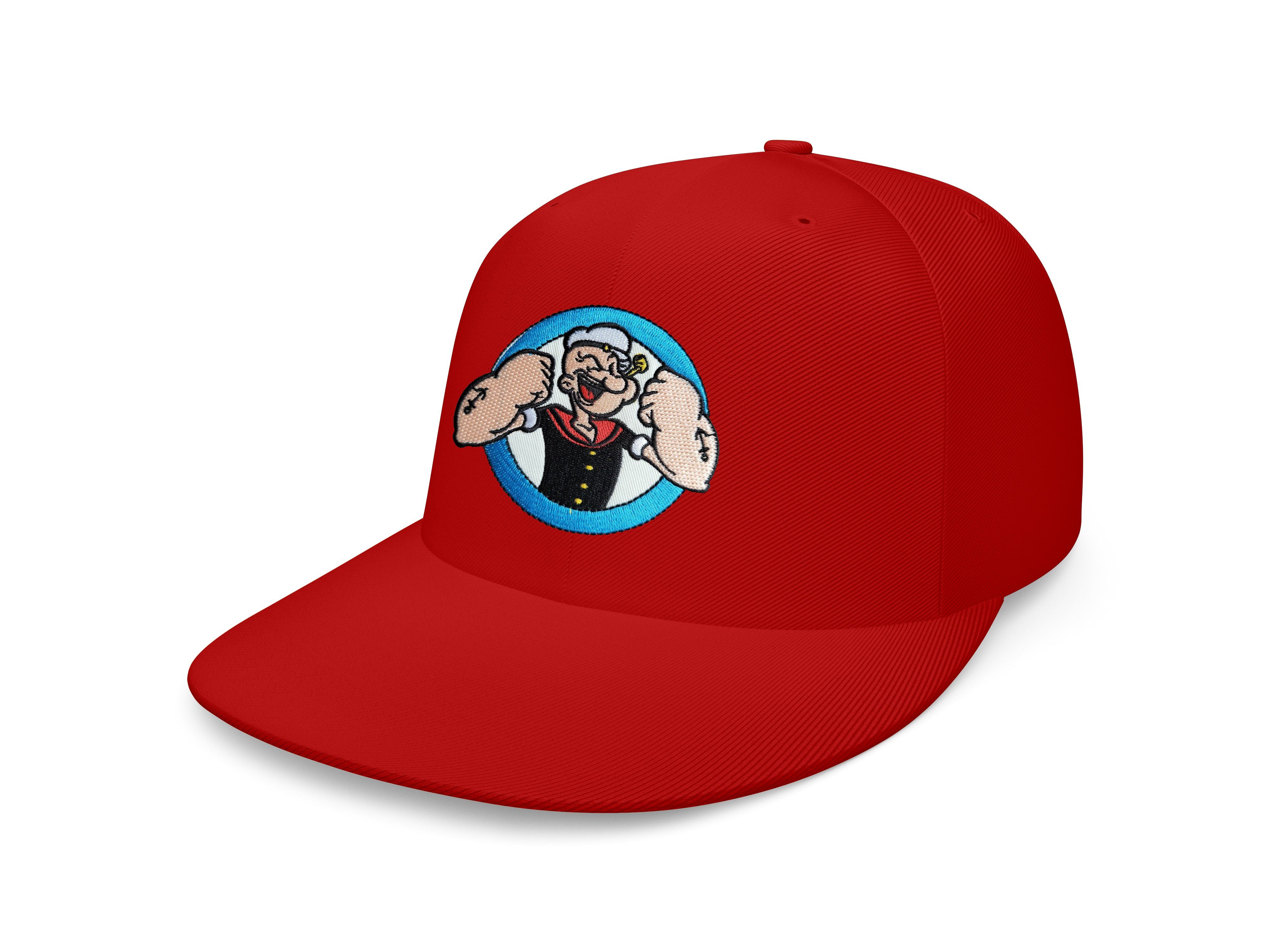 Blondie & Brownie Baseball Cap Unisex Erwachsene Popeye Arm Face Stick Patch Spinat Stark Fitnes Gym Snapback Rot