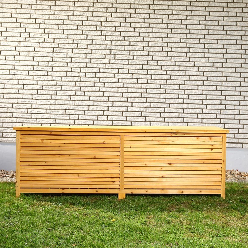 Feel2Home Auflagenbox XXL Gartentruhe Braun Kissenbox Auflagenkiste Aufbewahrung Terrasse, Rostfrei