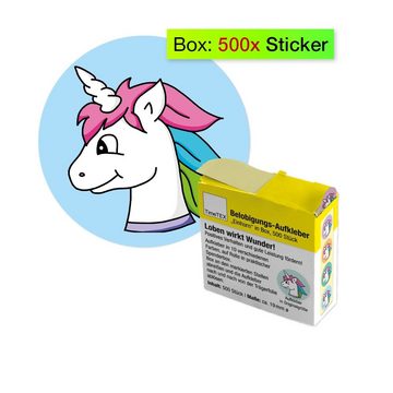 TimeTEX Sticker Belobigungs-Aufkleber "Einhorn" in Spender-Box, 500 Stück