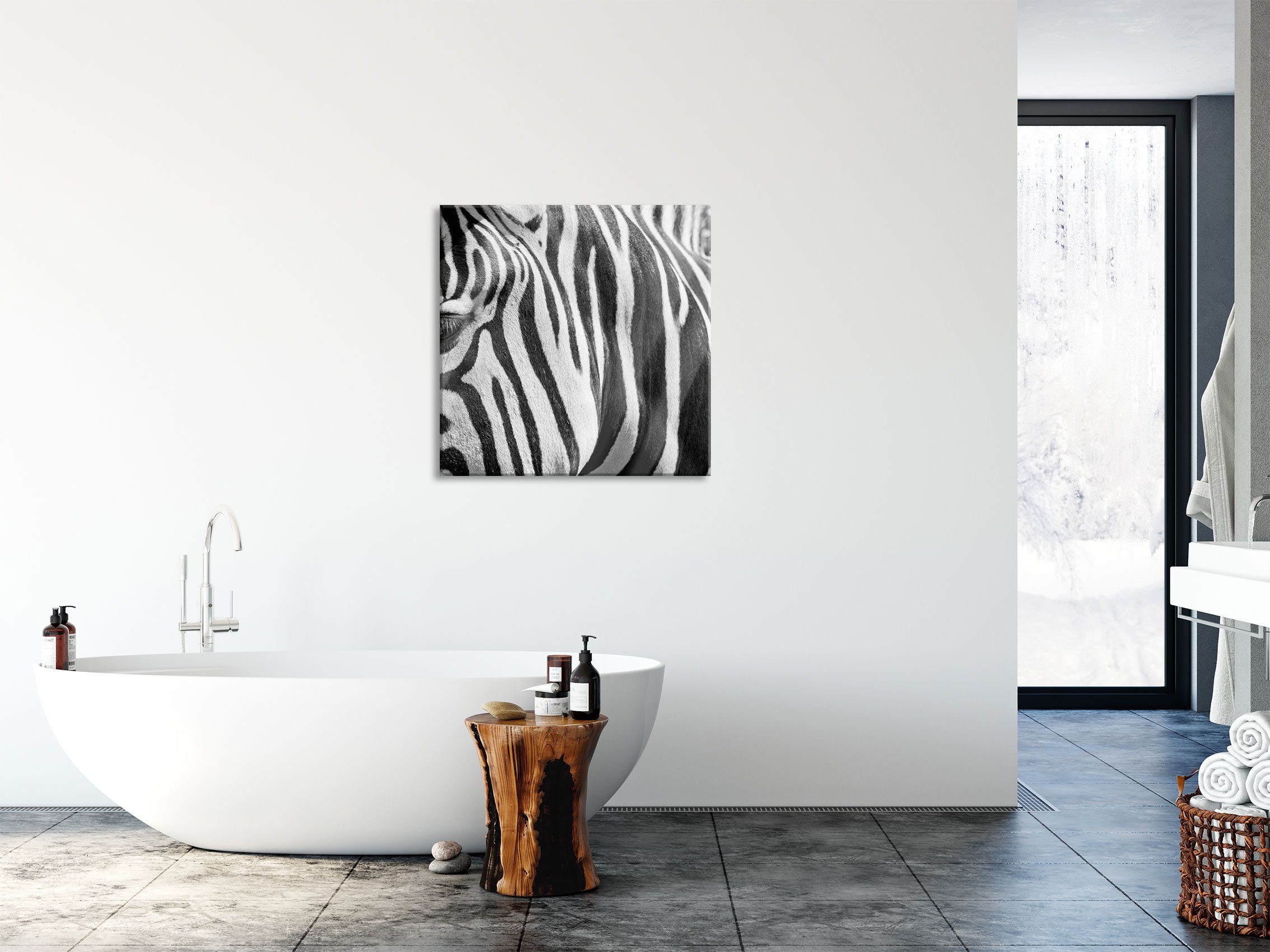 Pixxprint Glasbild Zebra Porträt, Echtglas, St), Abstandshalter inkl. und aus Zebra Glasbild Aufhängungen (1 Porträt