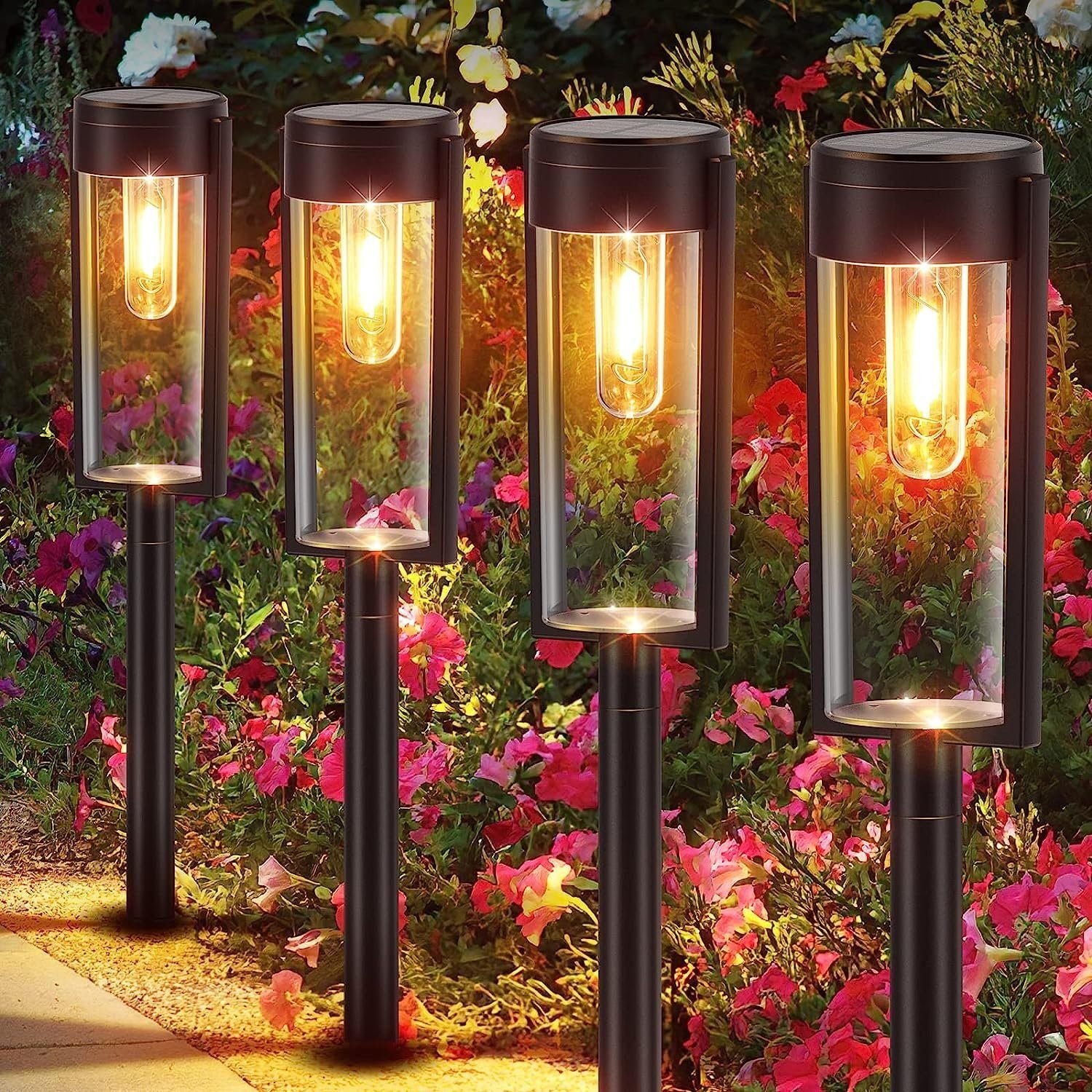 DOPWii Gartenleuchte Solarlampen für Außen Garten,800mAh, IP65 Wasserdicht