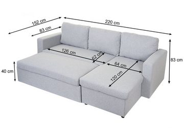 MCW Schlafsofa »MCW-D92«, Ausziehbares Sofa mit Schlaffunktion, Mit Staufach im Seitenteil, Beidseitig montierbar