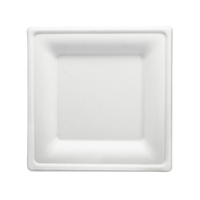 wisefood Einwegteller Zuckerrohr Teller - 16 cm (quadratisch weiß) (50 St)
