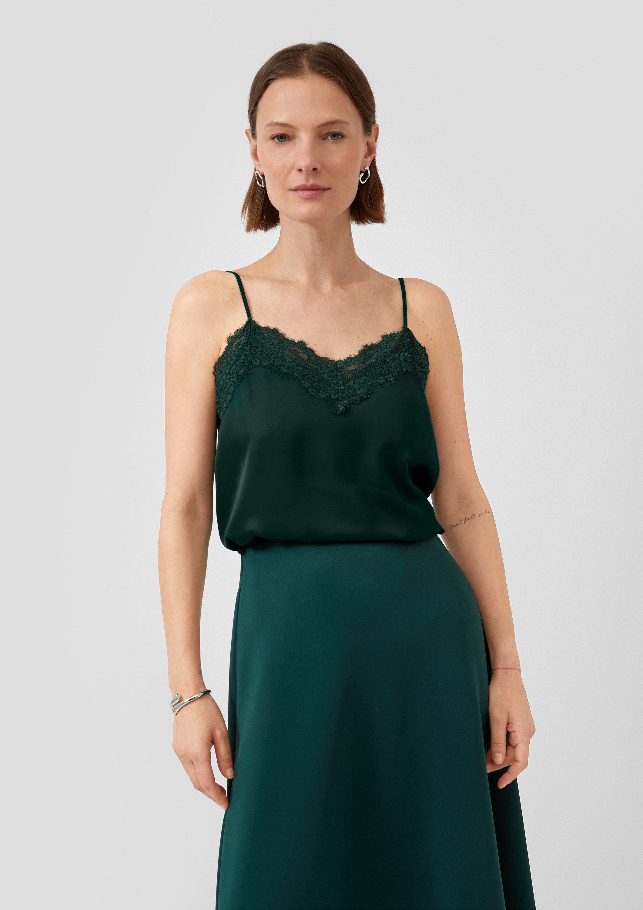 s.Oliver Blusentop Bluse Satin-Top mit längenverstellbaren Spaghettiträgern