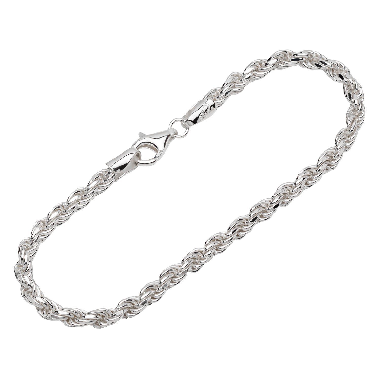 Silberarmband Armband 925 Sterling Silber 19cm Kordelkette gesch