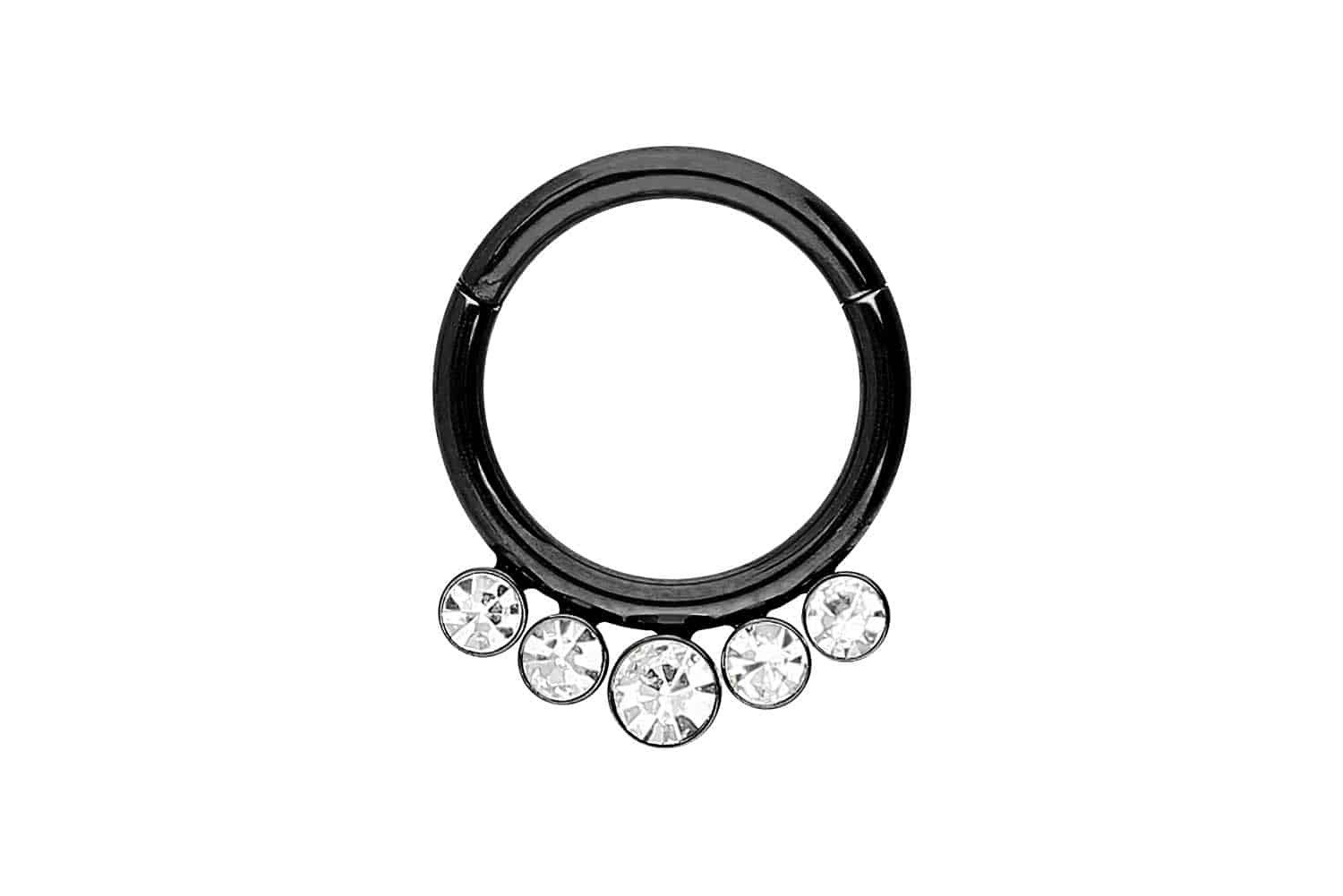 Nasenpiercing Chirurgenstahl Segmentring Clicker 5 KRISTALLE Ohrpiercing Septum