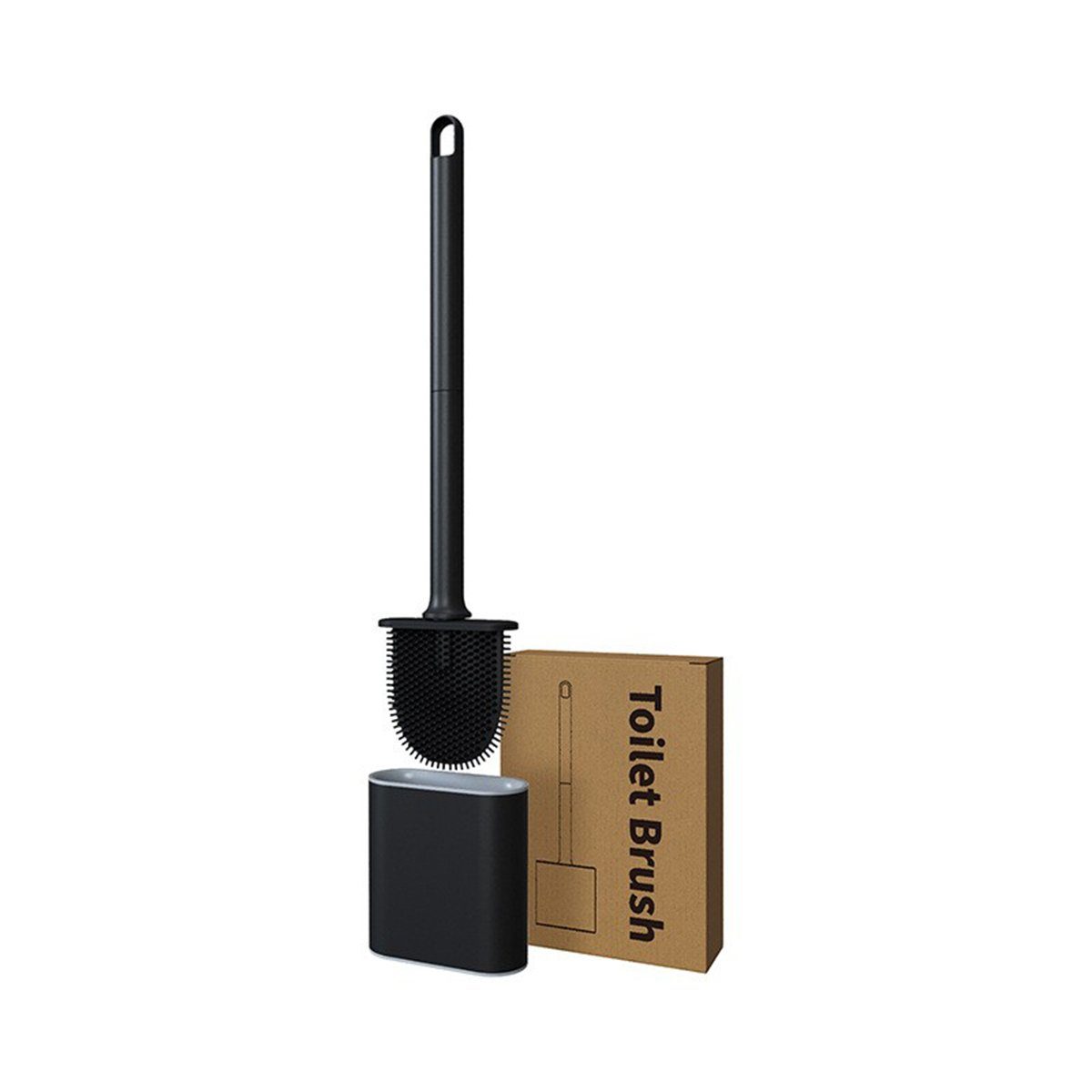 XDeer WC-Reinigungsbürste Silikon WC Bürste Toilettenbürste 360°-Reinigung ohne Totwinkel, mit flachem Silikon Bürstenkopf Schaber Aufbewahrungsbehälter