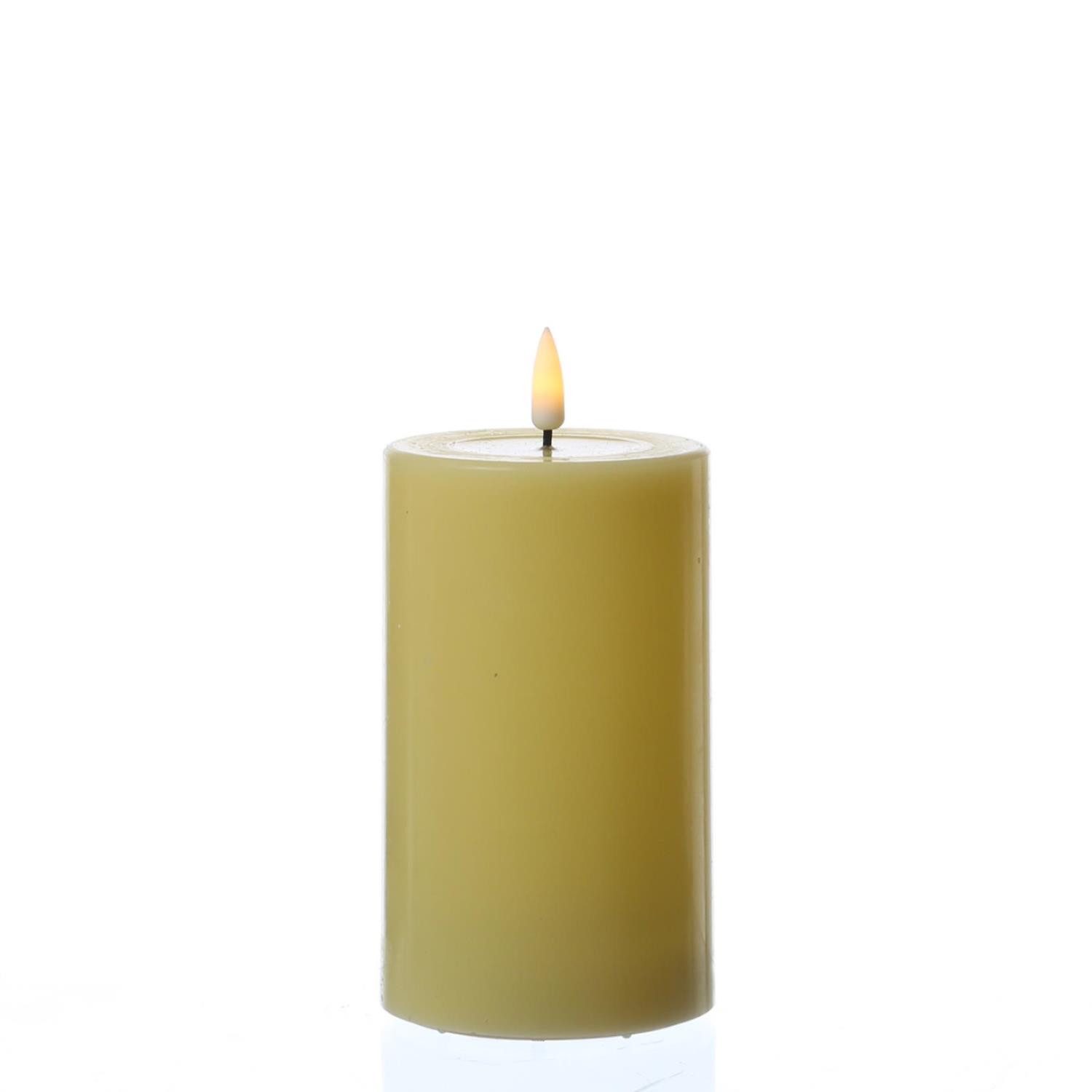 Deluxe Homeart LED-Kerze Mia Echtwachs Deluxe Wachsspiegel flackernd H: 12,5cm D: 7,5cm gelb, LED Classic, warmweiß (2100K bis 3000K)