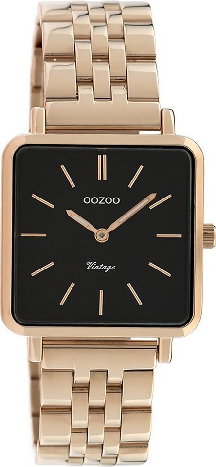 OOZOO Quarzuhr Oozoo Damen Armbanduhr Timepieces Analog, Damenuhr quadrat,  extra groß (ca 29x32mm) Metallarmband, Fashion-Style