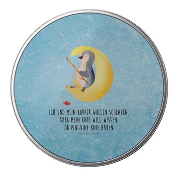 Mr. & Mrs. Panda Aufbewahrungsdose Pinguin Mond - Eisblau - Geschenk, Einschlafen, Schlafstörungen, Dose (1 St), Besonders glänzend