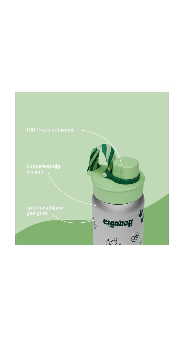 ergobag Trinkflasche Edelstahl Trinkflasche, auslaufsicher und kohlensäuregeeignet