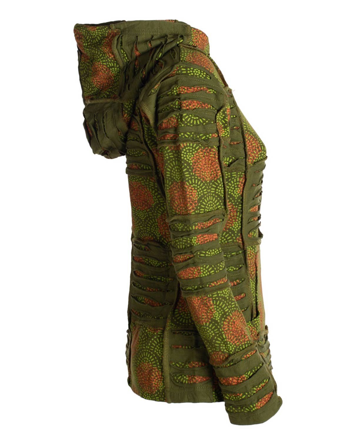 Vishes Kapuzensweatjacke Damen Patchwork Jacke Blumen-Sweatjacke Hippie-Jacke Kapuzenjacke Elfen, Hippie, Alternative Bekleidung