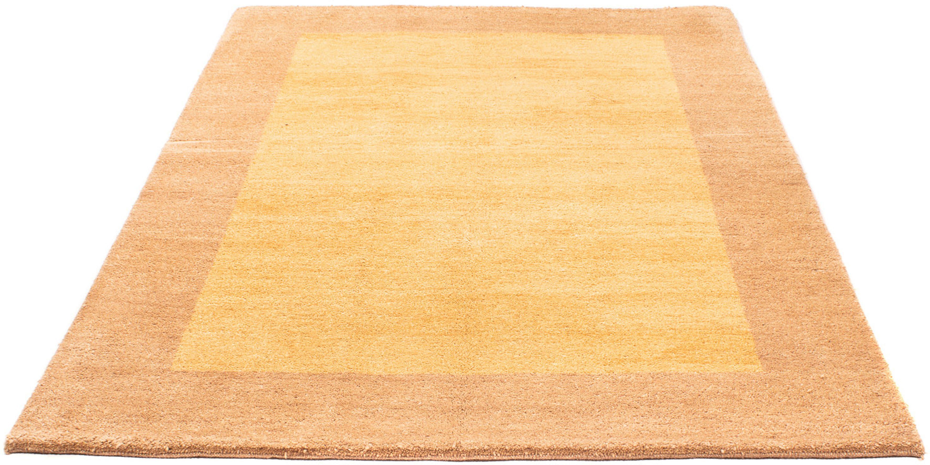 Wollteppich Gabbeh - Höhe: gold, cm - rechteckig, morgenland, mit - x Einzelstück Zertifikat Wohnzimmer, Indus 203 142 18 mm, Handgeknüpft