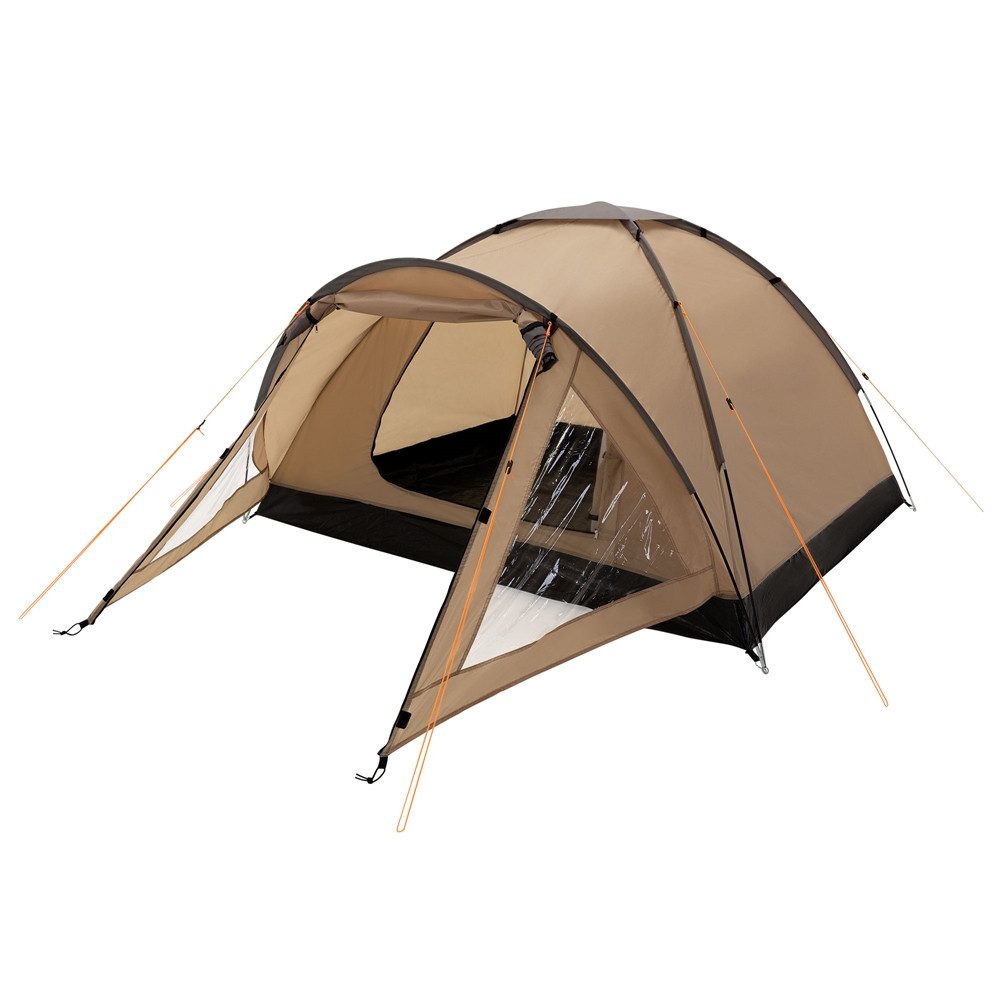 ECD Germany Igluzelt Campingzelt für 3 Personen 210x180x120 cm Beige-Grau wasser/winddicht, Personen: 3, Kuppelzelt 210x180x120cm Khaki/Beige-Grau Familienzelt mit Moskitonetz