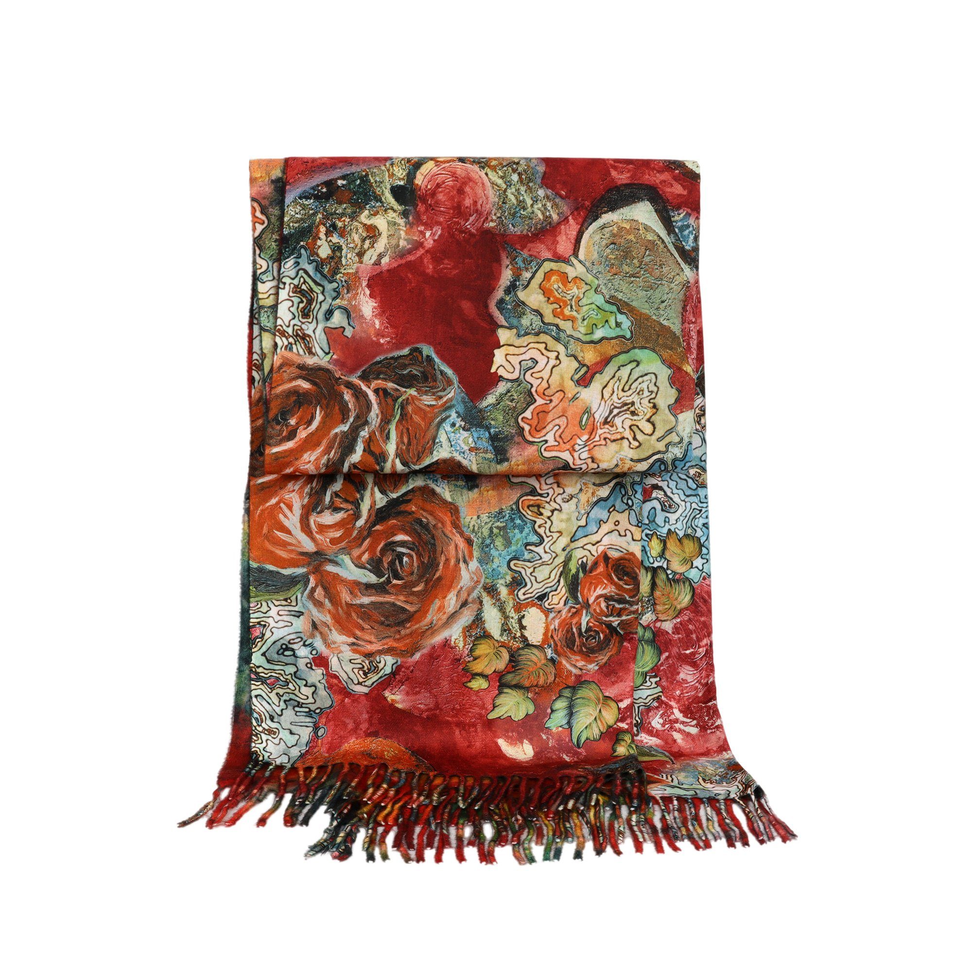 ZEBRO Modeschal Schal, mit Fransen rot