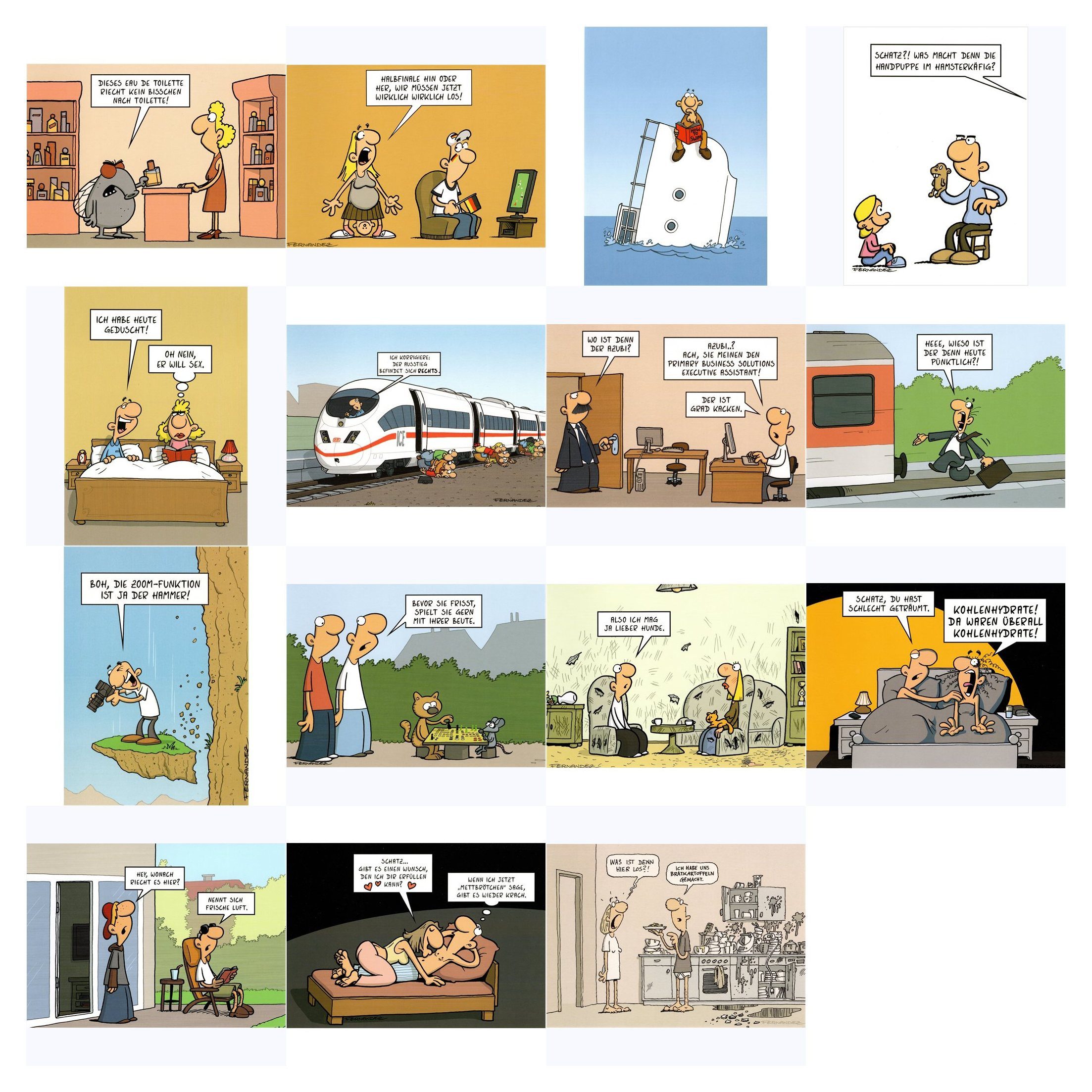 postkarten-universum.de Postkarte Cartoon-Postkarten-Komplettset Miguel Fernandez