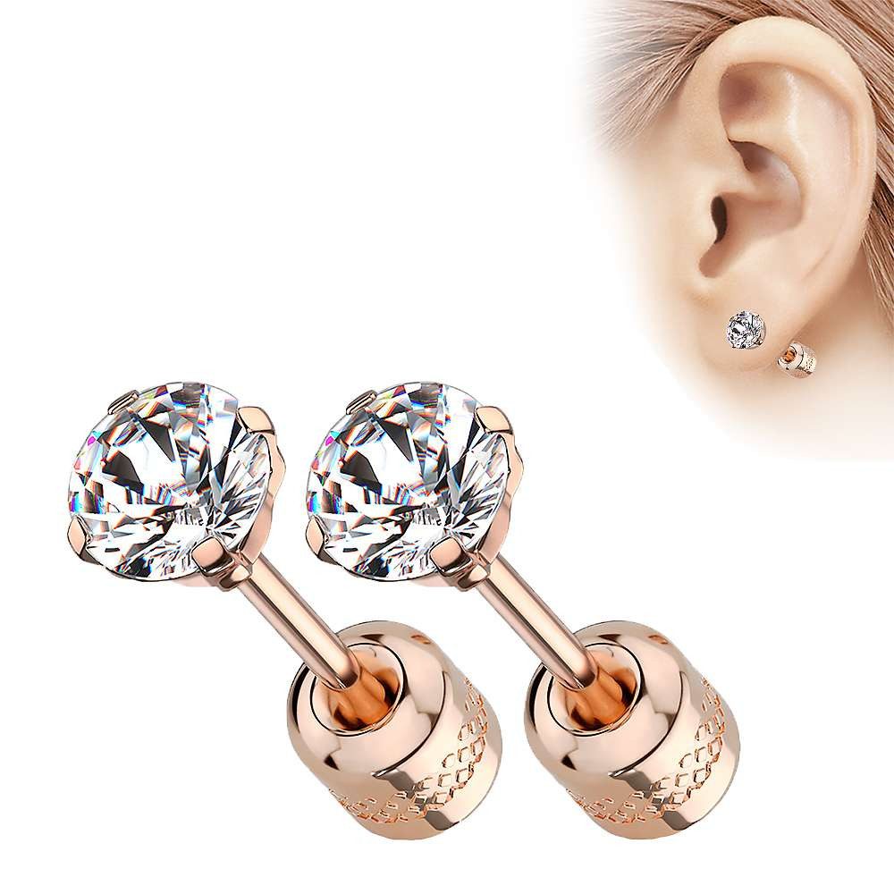 Taffstyle Paar Ohrstecker Gesundheitsstecker Ohrringe Erststecker Chirurgenstahl mit Kristall (Medizinische Ohrringe für empfindliche Ohren mit Zirkonia Kristall)