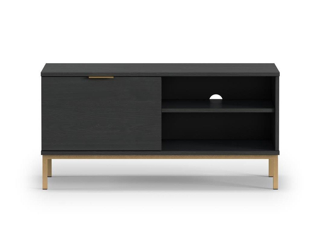 Beautysofa TV-Schrank Pula (RTV Schrank mit Einlegeboden, Marineblau / Schwarz Farbe) Tür mit Klappe mit Gasantrieb