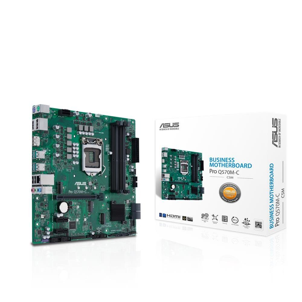 Asus Pro Q570M-C/CSM Mainboard, (Business-Mainboard Sockel, 1-St., RAM 128 GB), Intel, LGA 1200, Micro-ATX, PCIe 4.0, DDR4 DIMM