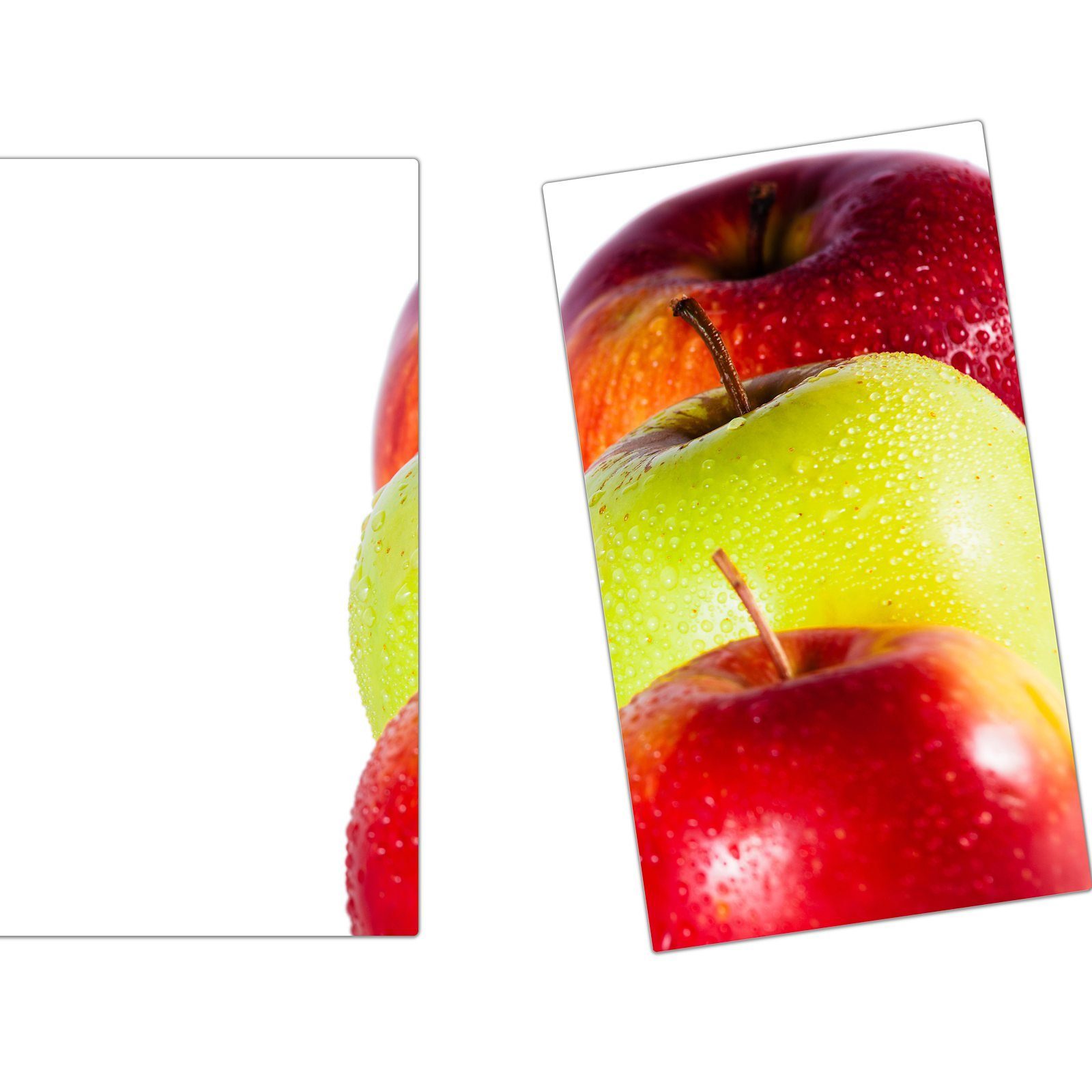 Primedeco Herd-Abdeckplatte Herdabdeckplatte Spritzschutz aus Glas Dreierlei Äpfel, Glas, (2 tlg)