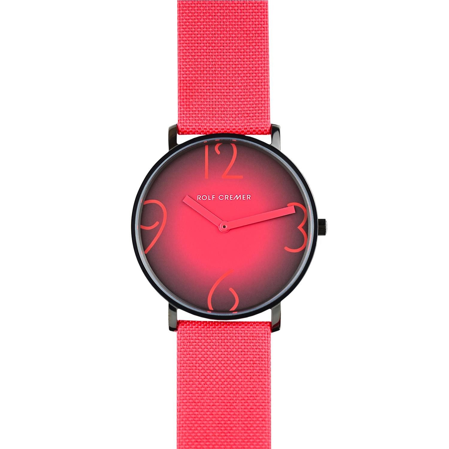 Rolf Cremer Quarzuhr Rolf Cremer Uhr Flat 44 V 504850 Textilband, Edelstahl, rot, (1-tlg)