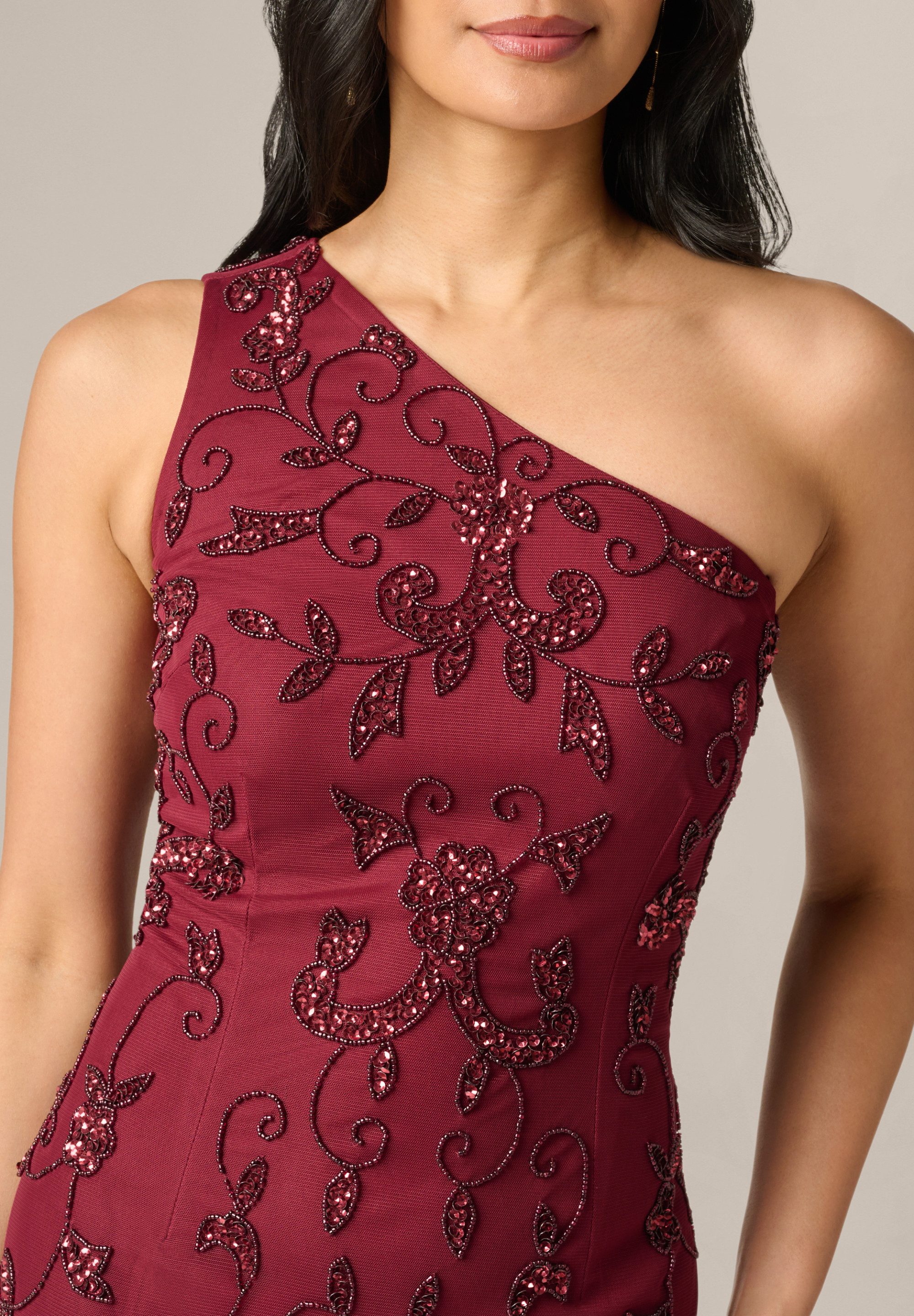 Adrianna Papell Abendkleid One Shoulder Beaded Dress Schimmerndes, von Hand besticktes Abendkleid – Bild 5 von 5
