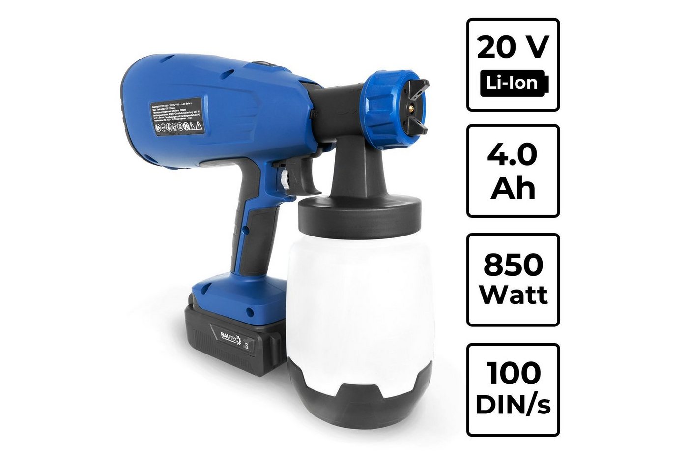 Thumbnail - BAUTEC Farbsprühgerät Akku-Farbsprühsystem » Set inkl. Akku + Ladegerät » 3-in-1 Sprühbild, (Komplett-Set)