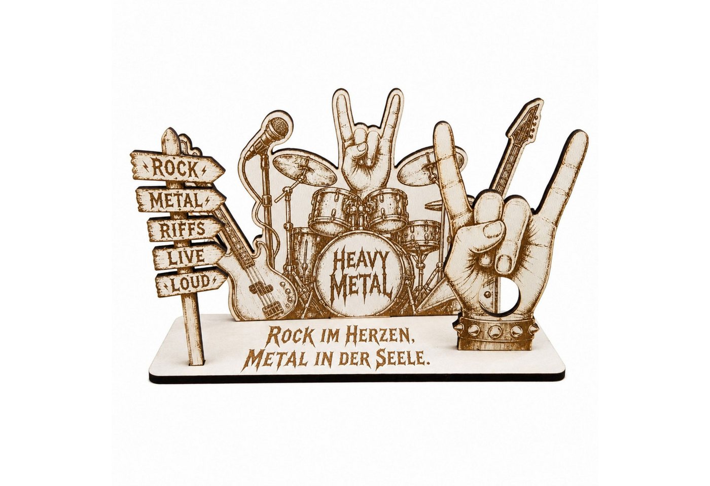 Dekolando Geschenkkarte Heavy Metal Geldgeschenk aus HDF – Geschenk für Rockfans 14 x 8 cm