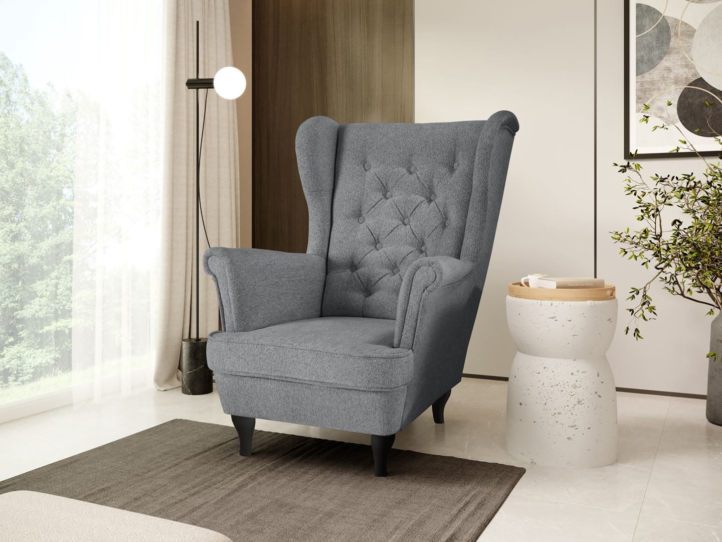 Beautysofa Ohrensessel Sessel FALCO Chesterfield Wohnzimmersessel günstig online kaufen
