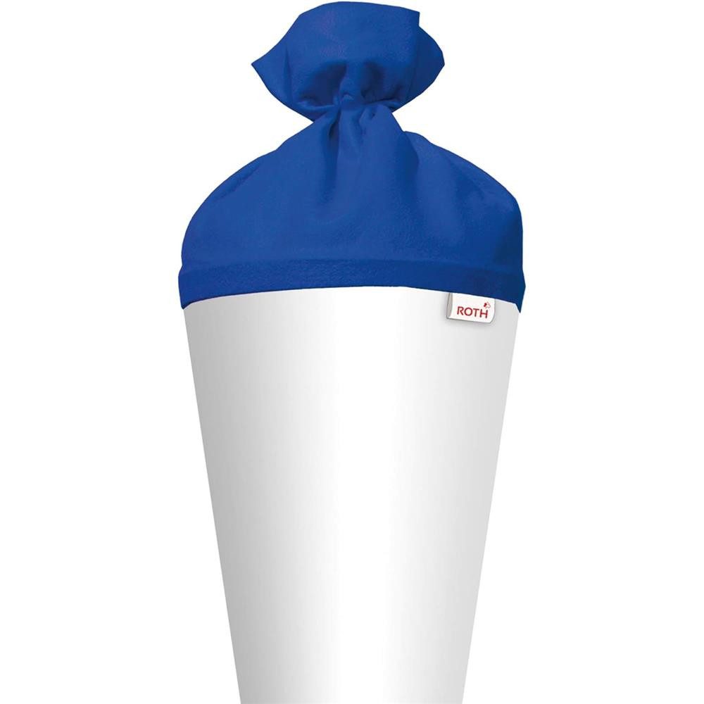 Roth Schultüte Basteltüte 70cm rund Weiß, Verschluss blau Zuckertüte Rot(h)-Spitze Filz-Verschluss