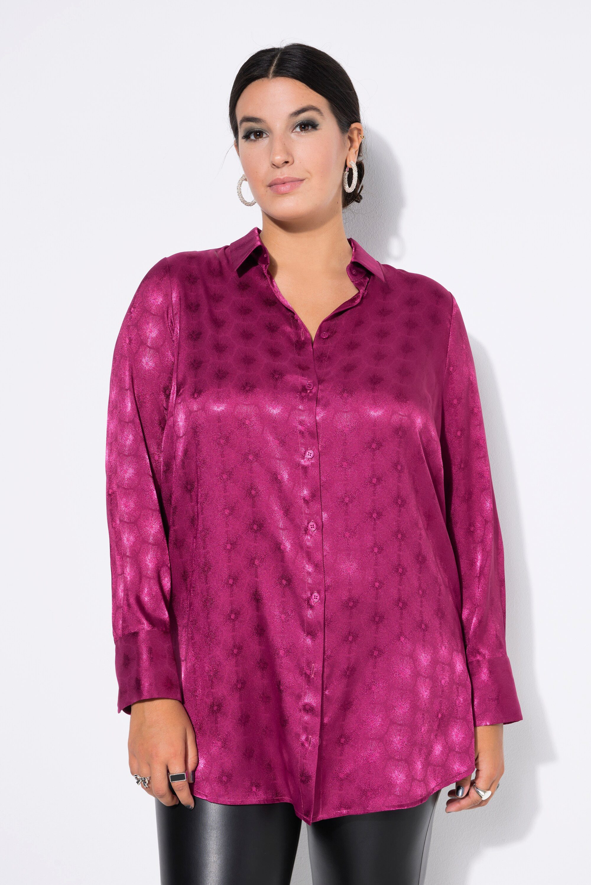 Studio Untold Hemdbluse Hemdbluse Wide Straight Shape Rays-Muster günstig online kaufen