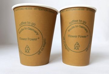 Blue Planet Coffee-to-go-Becher 250 ml Flower Power, Bio Papier, 200x Premium BioPLA Kaffeebecher Papierbecher, biologisch abbaubar