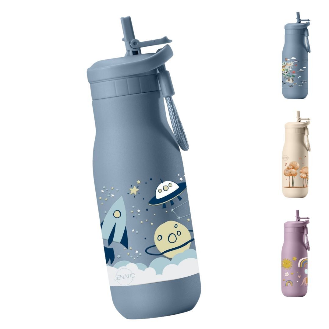 JENARD Lunchbox Brotdosen Set Kinder mit Edelstahl Trinkflasche Weltraum, Edelstahl, PP, (Brotdosen- und Trinkflaschen-Set, 2-teiliges Set, Brotdose und Trinkfl – Bild 5 von 5