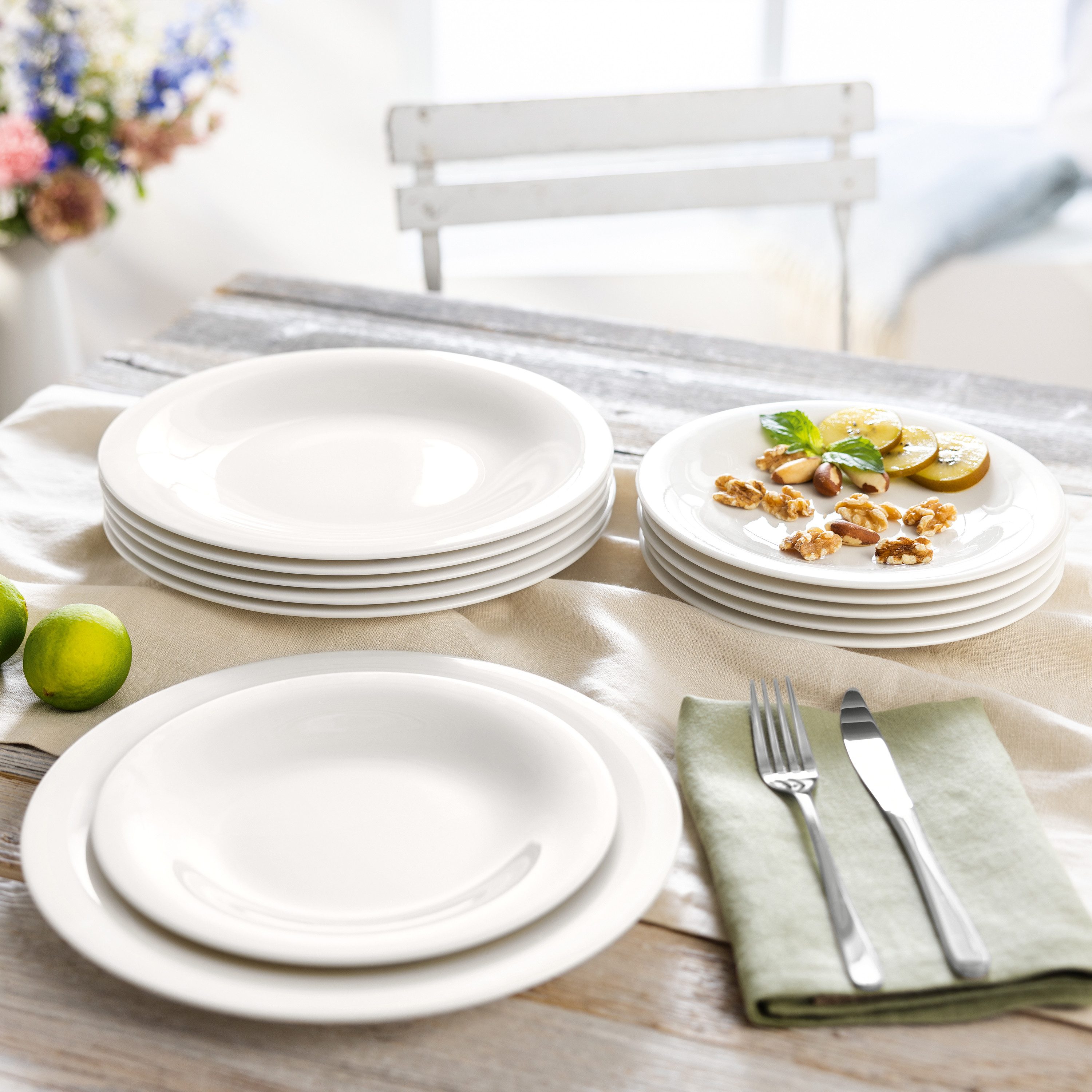 like. by Villeroy & Boch Teller-Set Essential Teller-Set (12-tlg), 6 Personen, Porzellan, Premium Porzellan
