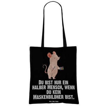 Mr. & Mrs. Panda Tragetasche Maskenbildner Herz - Schwarz - Geschenk, Beutel, Stoffbeutel, Make Up (1-tlg), Lange Tragegriffe