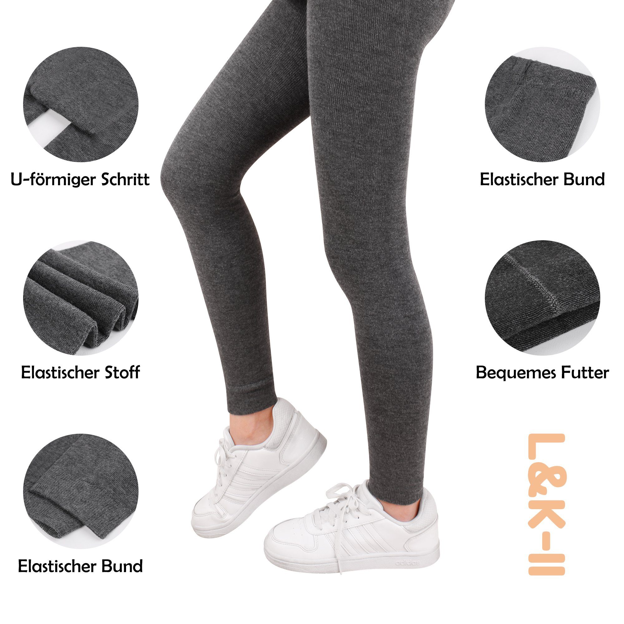 L&K-II Strickstrumpfhose 2767 (5er-Pack) Jungen/Mädchen Leggings ohne Füße Knöchellang aus Baumwolle – Bild 2 von 5